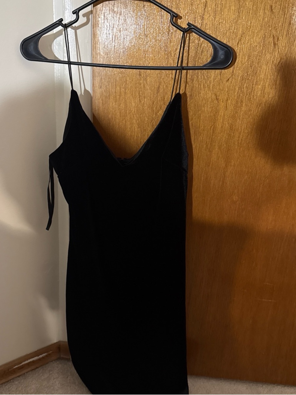 Black Velvet Slip Dress with Spaghetti Straps